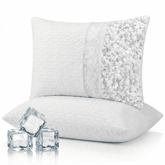 COOKEY Cooling Pillows King Size Set of 2, Memory Foam Pillows with Zipper, Adjustable Firmness for Sleeping Cool Cold Pillow to Hot, Side, Back and Stomach Sleepers, 2 Pack, 20x36