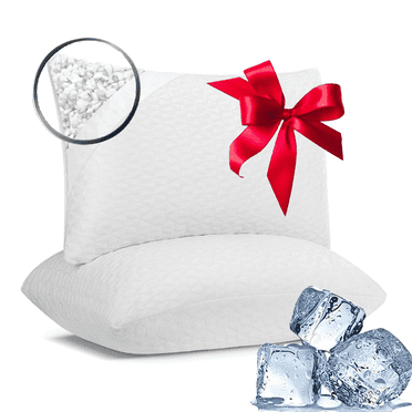 COOKEY Cooling Pillows Queen Size Set of 2, Shredded Memory Foam Pillows Cool for Hot Sleepers, Adjustable Firm Soft Support Bed Pillows 20×30inch