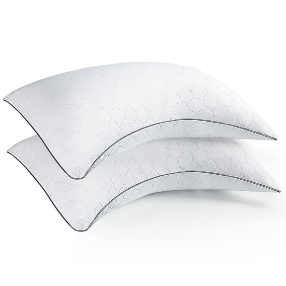 COOKEY Side Sleeper Pillow for Neck Pain Relief, Ergonomic Crescent Pillows for Side Sleepers, Medium Firm Queen Size 20"x30" 2 Pack, Cervical Pillow for Spinal Alignment
