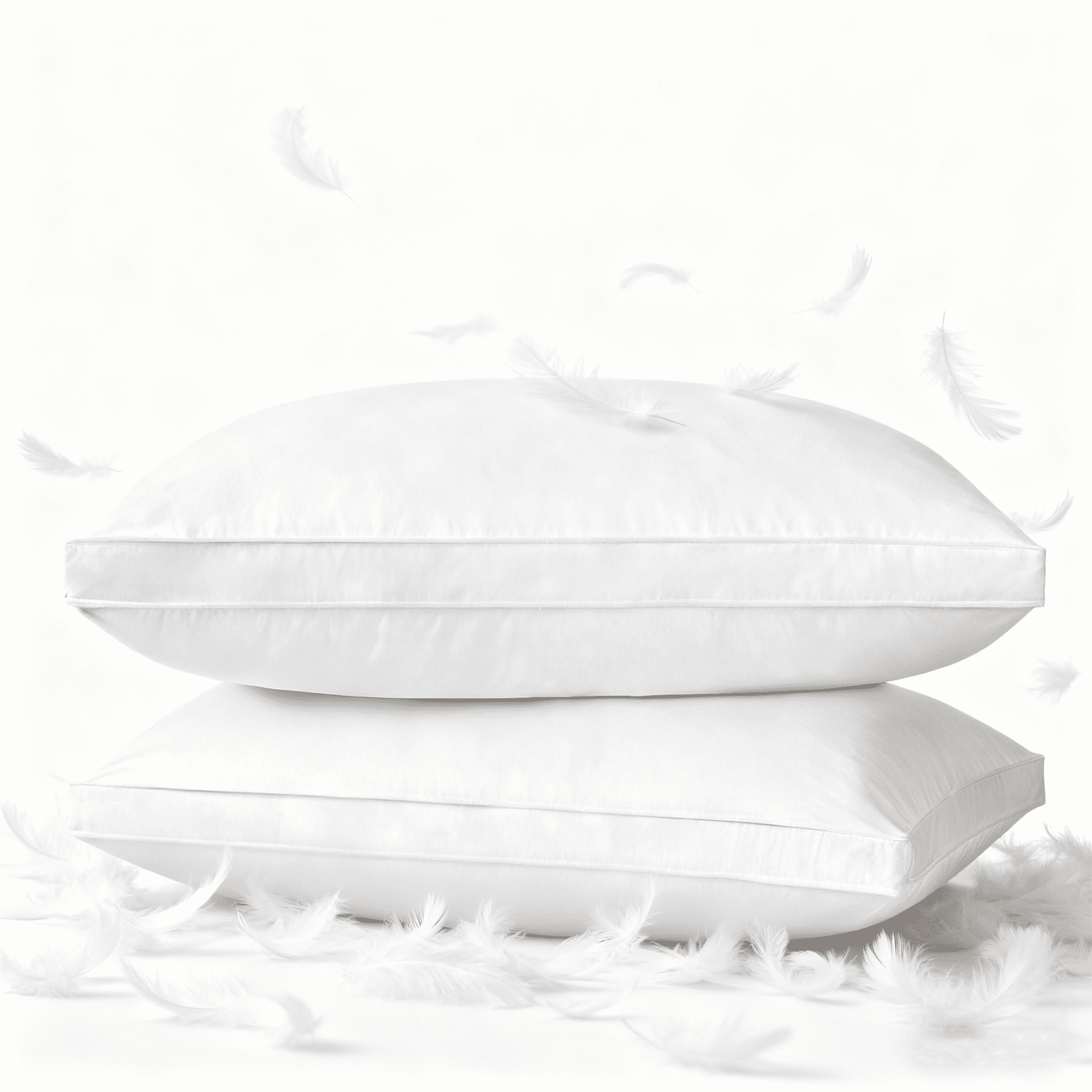 COOKEY Feathers Down Pillows Standard Size Set of 2, Hotel Quality Fluffy Bed Pillows, Soft Pillows for Sleeping, Organic Cotton Cover(20x26”, Pack of 2)