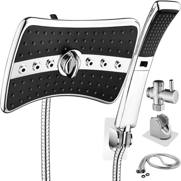 COOKEY 5 Pieces Dual Shower Head Combo Set, High Pressure Handheld Showerhead Rainfall Shower Head Combo with 60'' Extra Long Hose