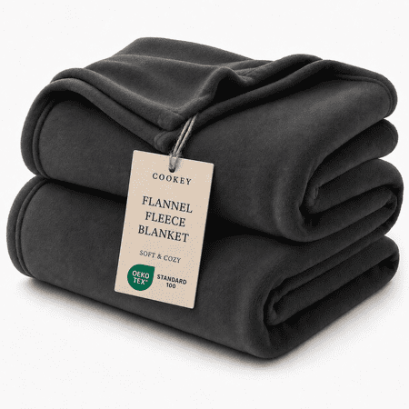 COOKEY Fleece Blanket Throw Size Dark Gray - 300GSM Soft Fluffy Microfiber Anti-Static Blanket 50"x60" for Couch Bed
