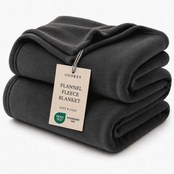 COOKEY Fleece Blanket Throw Size Dark Gray - 300GSM Soft Fluffy Microfiber Anti-Static Blanket 50"x60" for Couch Bed