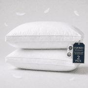 COOKEY Luxury Goose Feather Pillows King Size Set of 2, Hotel Collection Feather Pillow with 100% Cotton Cover, Soft Support for Sleeping, 20"x36"