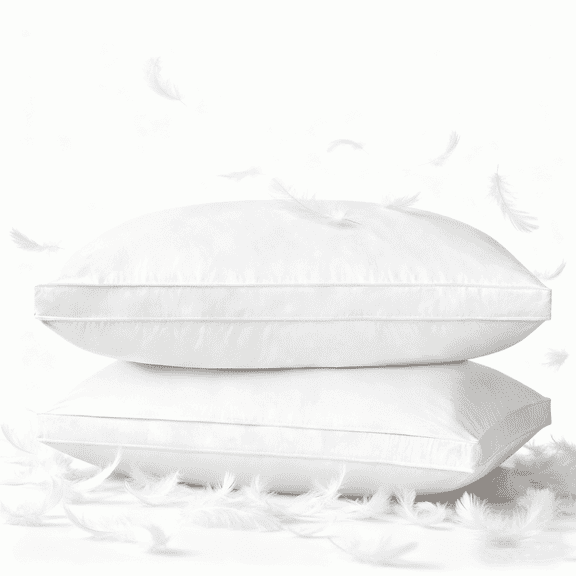 COOKEY Feathers Down Pillows King Size Set of 2, Hotel Quality Fluffy Bed Pillows, Soft Pillows for Sleeping, Organic Cotton Cover(20x36”, Pack of 2)