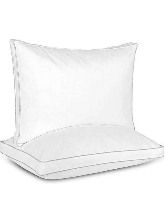 COOKEY Goose Down Pillows Soft Fluffy Hotel Bed Pillow for Sleepers Queen(20x30) Size Set of 2，White