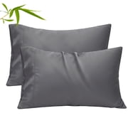 COOKEY Pillow Cases King Size Set of 2, Rayon Derived from Bamboo Pillowcases, Breathable & Cooling Pillow Covers with Envelope Closure, Dark Gray, 20*36inches