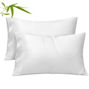 COOKEY Pillow Cases Queen Size Set of 2, Rayon Derived from Bamboo Pillowcases, Breathable & Cooling Pillow Covers with Envelope Closure, White, 20*30inches
