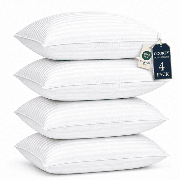 COOKEY Pillow for Bed King Size Set of 4 ,Down Alternative Pillows for Sleeping 20x36inch, Luxury Hotel Pillow for Back,Stomach or Side Sleeper