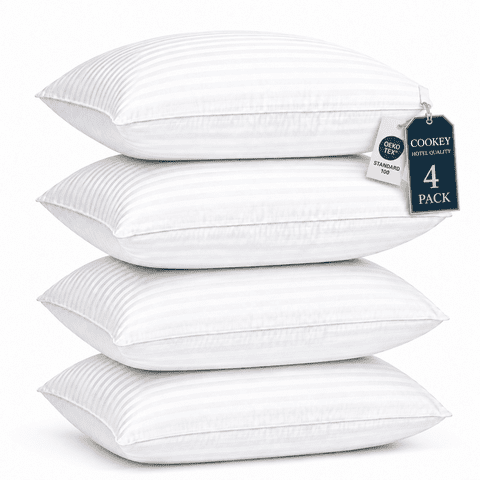 COOKEY Pillow for Bed Queen Size Set of 4 ,Down Alternative Pillows for Sleeping 20x30inch, Luxury Hotel Pillow for Back,Stomach or Side Sleeper