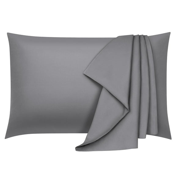 COOKEY Queen Pillowcases 2 Pack,Super Soft Brushed Microfiber Pillow Cover with Envelope Closure,20''x30'',Light Gray