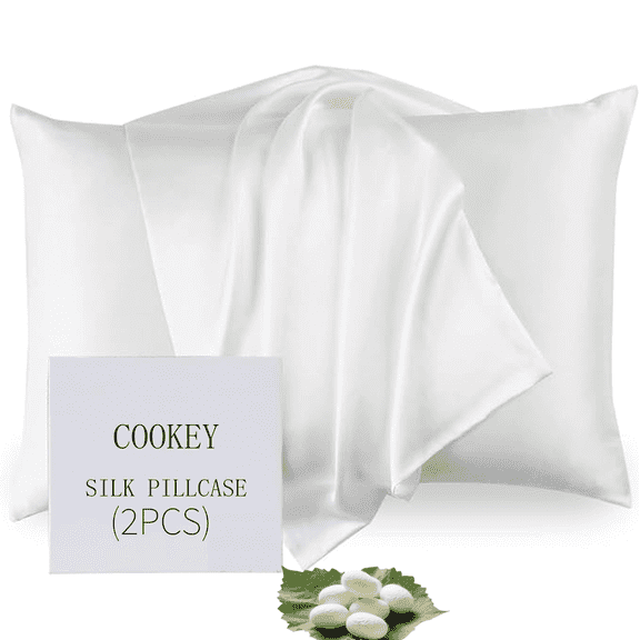 COOKEY Satin Pillowcases King 2 Pack with Envelope Closure, White Silk Pillow Cases Set of 2,Pillow Covers 20×36inch.