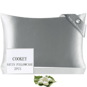COOKEY Satin Pillowcase Queen Size 20"x30" Set of 2 – Silky Soft Polyester Envelope Closure Pillow Case for Hair and Skin (Silver Gray)