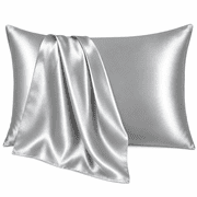 COOKEY Satin Pillowcase Queen Size 20"x30" Set of 2 – Silky Soft Polyester Envelope Closure Pillow Case for Hair and Skin (Silver Gray)