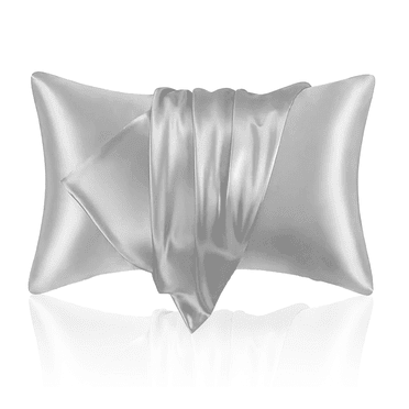 COOKEY Satin Pillowcases Queen 2 Pack with Envelope Closure, Silver Gray Silk Pillow Cases Set of 2,Pillow Covers 20×30inch.