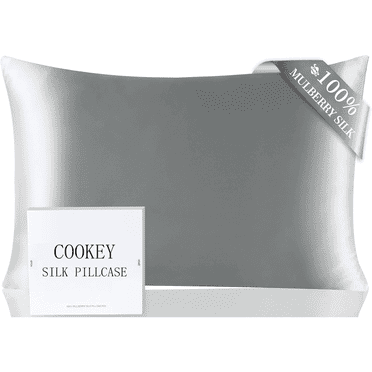 COOKEY Satin Pillowcases Standard 2 Pack with Envelope Closure, Silver Gray Silk Pillow Cases Set of 2,Pillow Covers 20×26inch.