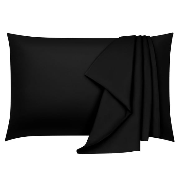 COOKEY Standard Pillowcases 2 Pack,Super Soft Brushed Microfiber Pillow Cover with Envelope Closure,20''x26'',Black