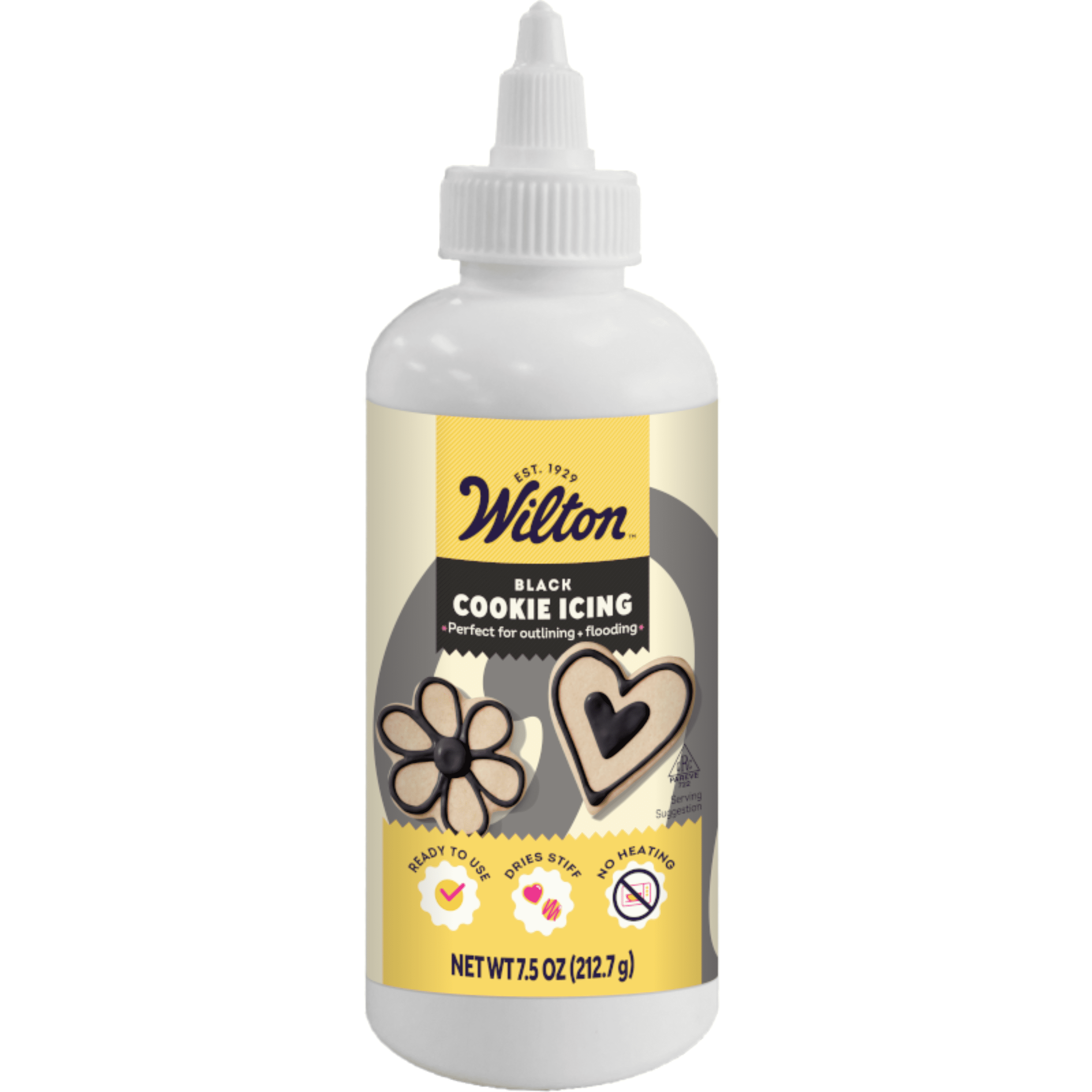 Wilton Black Cookie Icing, Ready-to-Use Decorating Icing, Dries Stiff, 7.5 oz