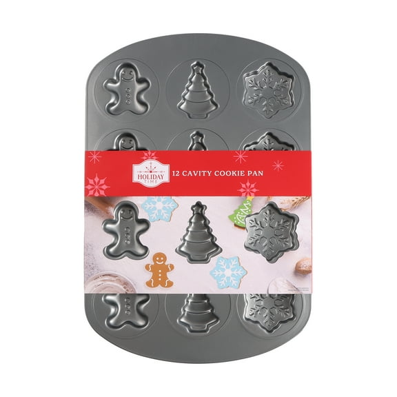 Carbon Steel 12-Cavity Christmas Cookie Pan, 11.2" x 16.54", by Holiday Time