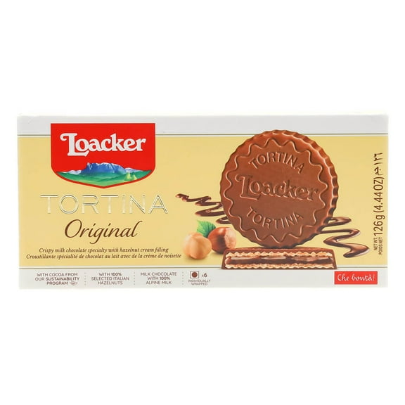 Pack of 12, Loacker Tortina Original, Chocolate Coated Wafer Specialty, 4.4 oz