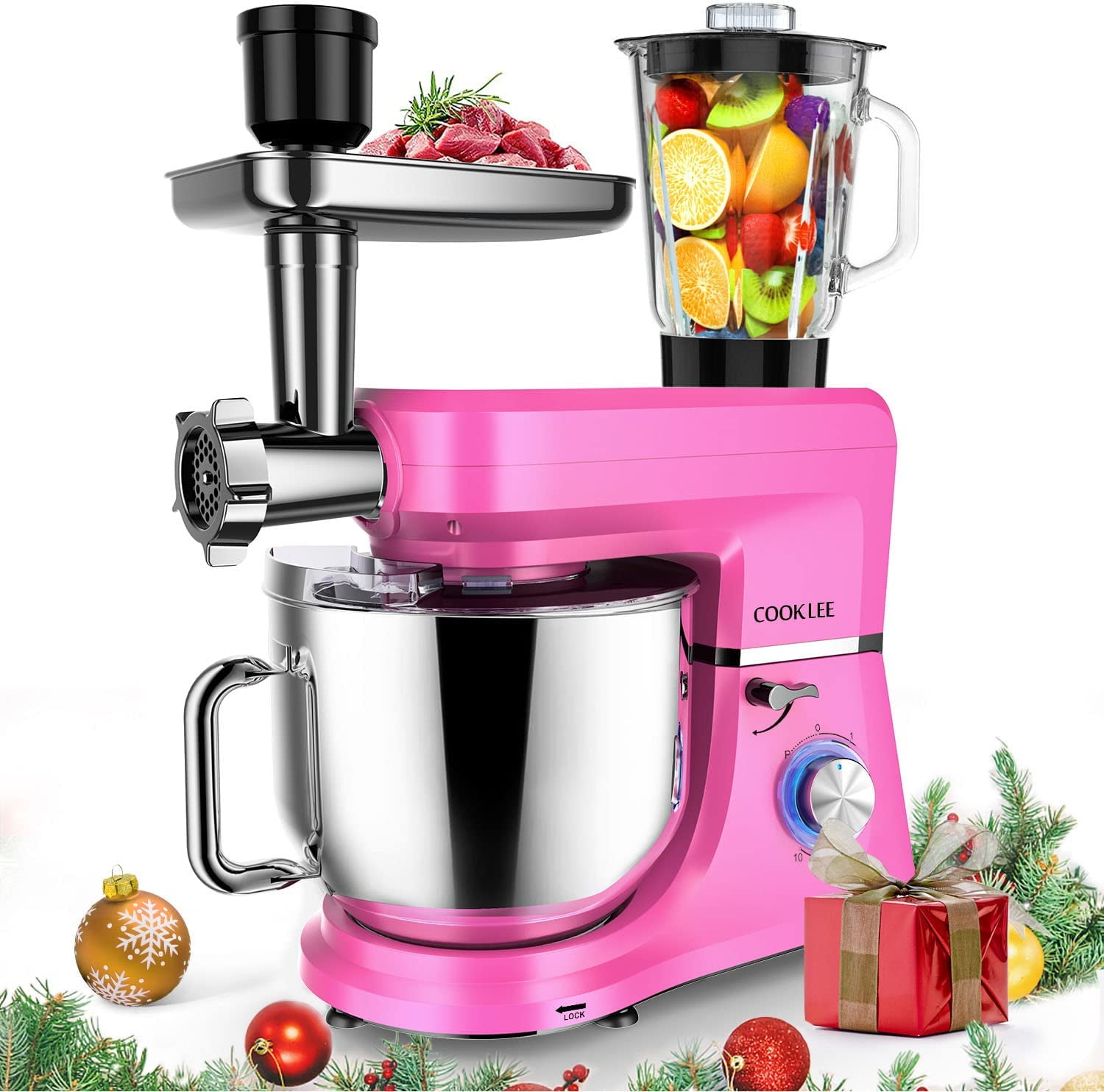COOKLEE 6IN1 Stand Mixer, 8.5 Qt. Multifunctional Electric Kitchen Mixer with 9 Accessories