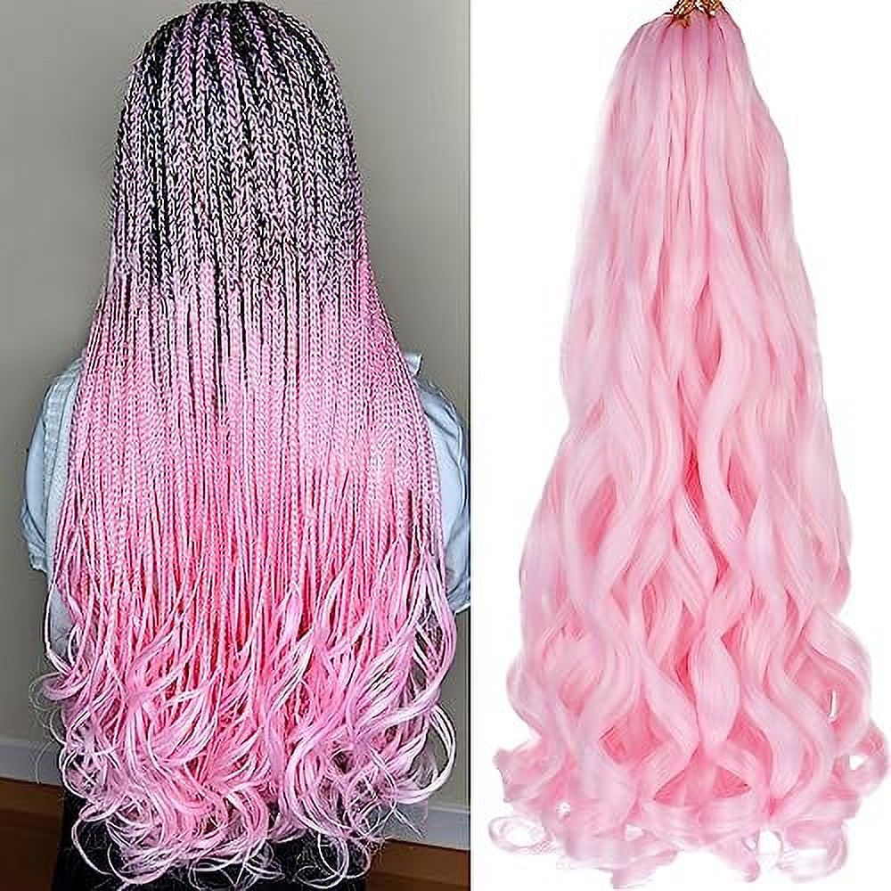 COOKOO 9 Packs 22 Inch French Curly Braiding Hair Pink Pre Stretched