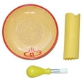 thumbnail image 1 of COOKS INNOVATIONS Ceramic Grater Plate 3 Piece Set - Grater, Peeler, & Brush - Beautiful Garlic Design - Red & Yellow, 1 of 4