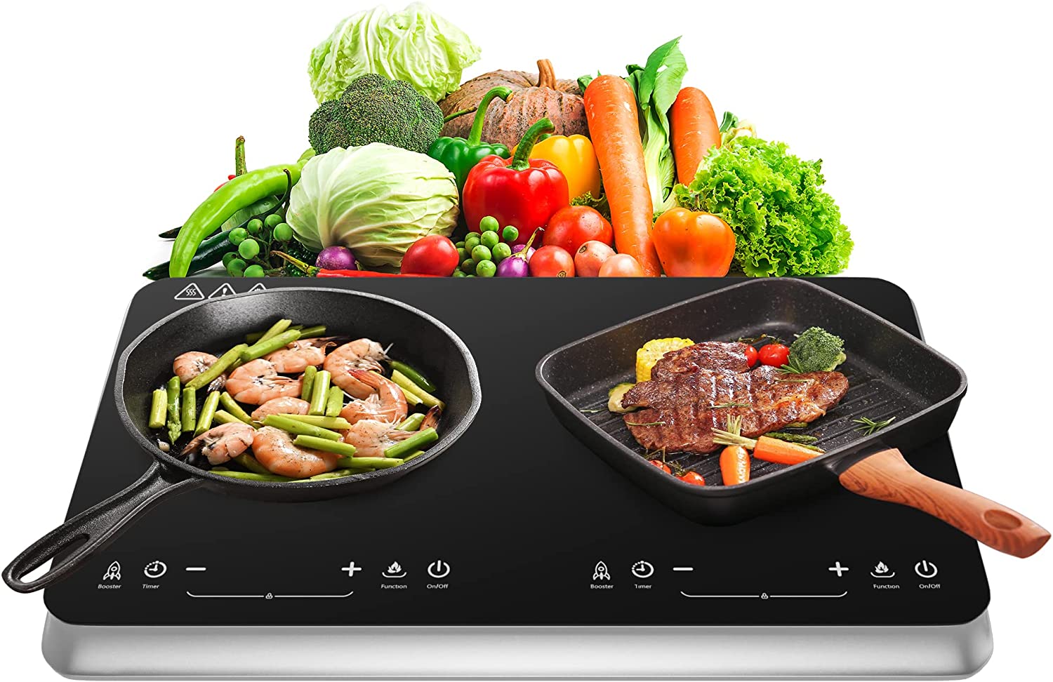 COOKTRON Double Induction Cooktop Burner with Fast WarmUp Mode 1800w 2
