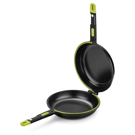 COOKWARE Foodie Dual Frying Pan | 8 inches Double Skillet for Spanish Omelets & Frittatas | Free Triple Nonstick Coating | Full Induction Reversible Skillet | Cast Aluminum Pan