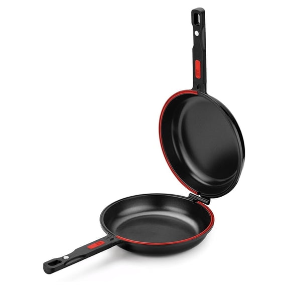 COOKWARE Premiere Dual Skillet | 10.2 inches Double Frying Pan for Frittatas & Spanish Omelets | Free Triple Nonstick Coating | Full Induction Reversible Pan | Cast Aluminum Skillet
