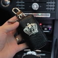 thumbnail image 1 of COOL CAR DECOR -  Universal Leather Car Steering Wheel Cover Bling Rhinestone Crystal Car Interior with Crystal Crown Accessories Black, 1 of 2