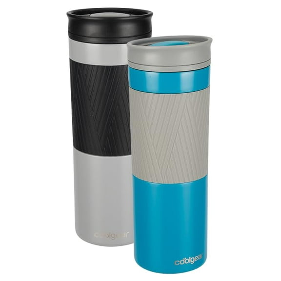 COOL GEAR 2 Pack 20oz Amelia Coffee Travel Mug with Spill Resistant Slider Lid - Blue/Black