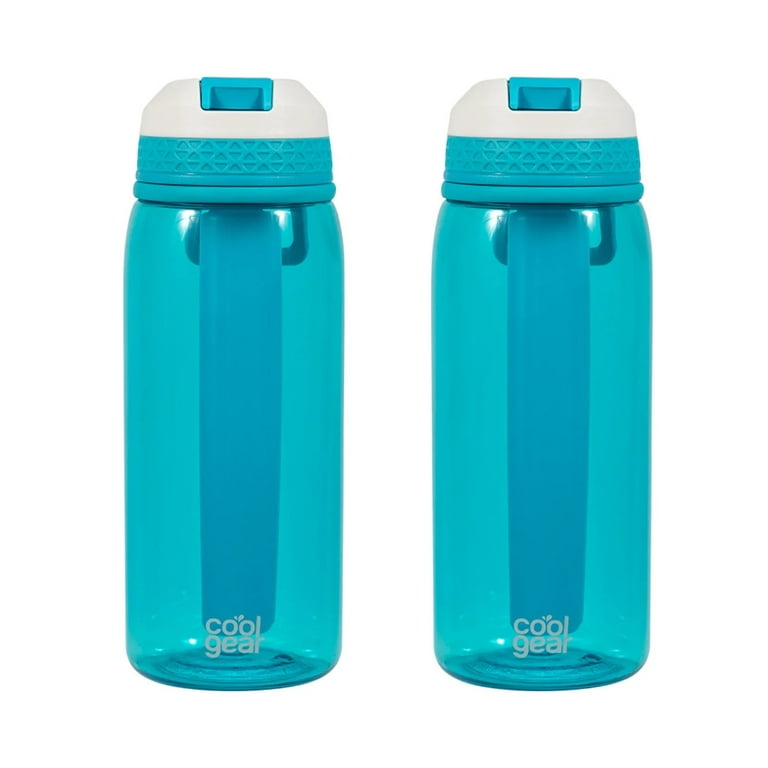 COOL GEAR 2-Pack 32 oz System Sipper Water Bottle With Tritan Plastic,  Flexible Handle, & Freezer Stick | Shatter Resistant Water Jug To Keep  Drinks