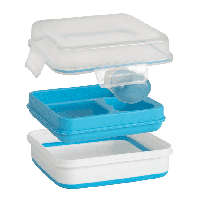 COOL GEAR 2-Pack Large Expandable To-Go Salad Kit Lunch Containers - Rectangle & Square - 52 oz Bowl with 3 Compartments for Salad Toppings and 2 oz Salad Dressing Bottle | Leakproof, Bento Meal P