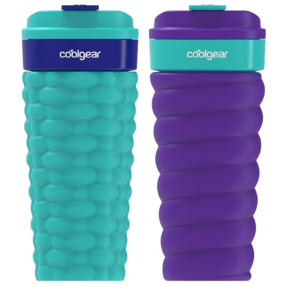 COOL GEAR 20oz Go Grip Coffee Mug, Texture Reusable Travel Cup, BPA-Free Lid, Comfortable Non-Slip Grip, Easy Sipping Design for Beverages On the Go - WEAVE/TWIST