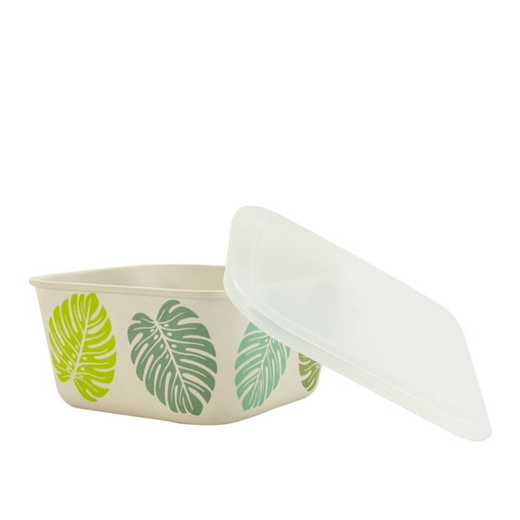 COOL GEAR 4-Pack Bamboo Reusable Containers | BPA-Free Dishwasher-Safe Sustainably-Sourced | Food Containers For Leftovers, Travel, Organization Made From Natural Bamboo Fibers - Large, Square