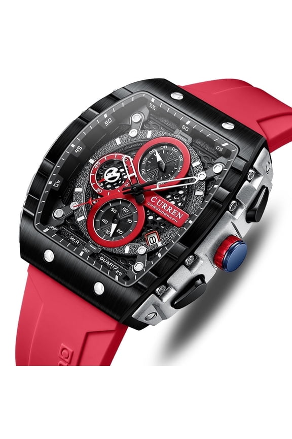 COOL Large Mens Watch Classical Luxury Sports Design Watches Rubber Strap Waterproof Chronograph Date Quartz Men's Wristwatch