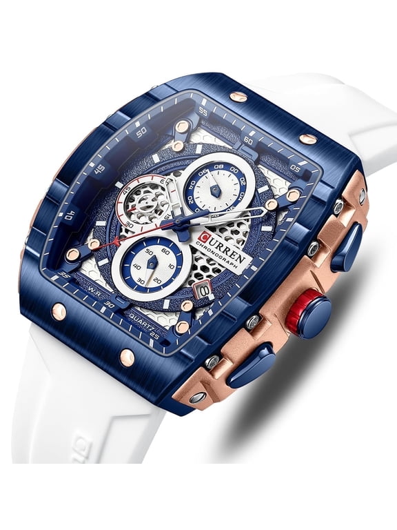 COOL Large Mens Watch Classical Luxury Sports Design Watches Rubber Strap Waterproof Chronograph Date Quartz Men's Wristwatch