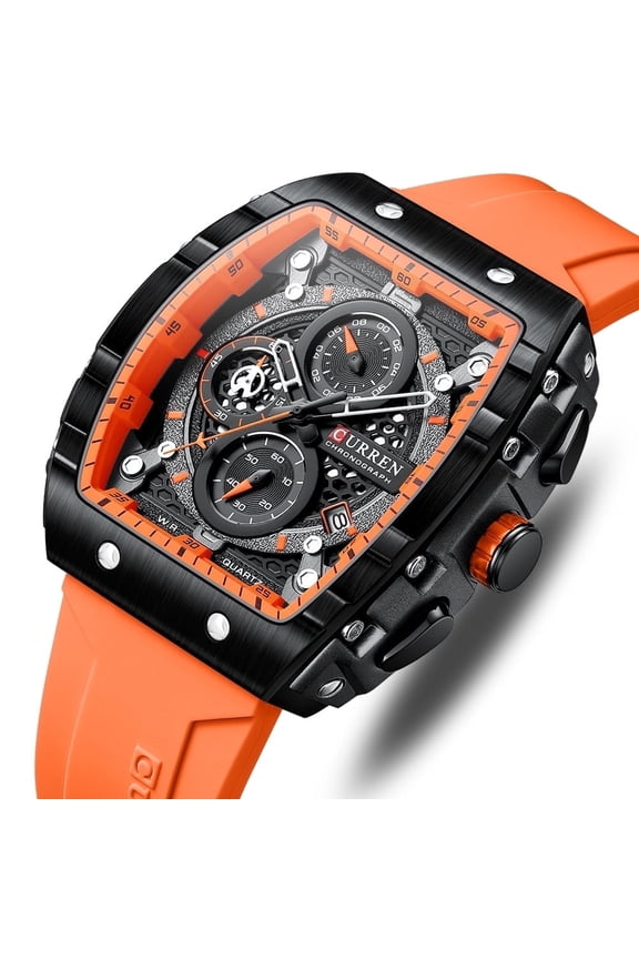 COOL Large Mens Watch Classical Luxury Sports Design Watches Rubber Strap Waterproof Chronograph Date Quartz Men's Wristwatch