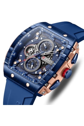 COOL Large Mens Watch Classical Luxury Sports Design Watches Rubber Strap Waterproof Chronograph Date Quartz Men's Wristwatch