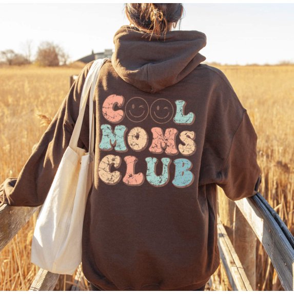 COOL MOMS CLUB Graphic Unisex Fleece Hooded Sweatshirt