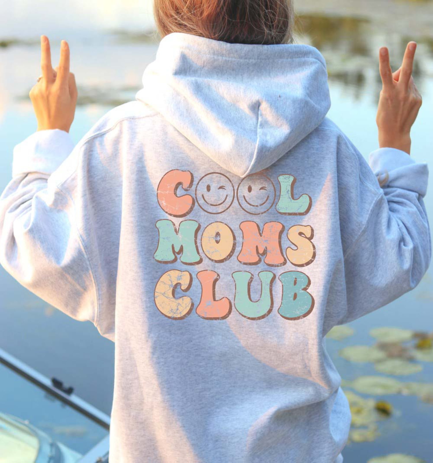 COOL MOMS CLUB Graphic Unisex Fleece Hooded Sweatshirt