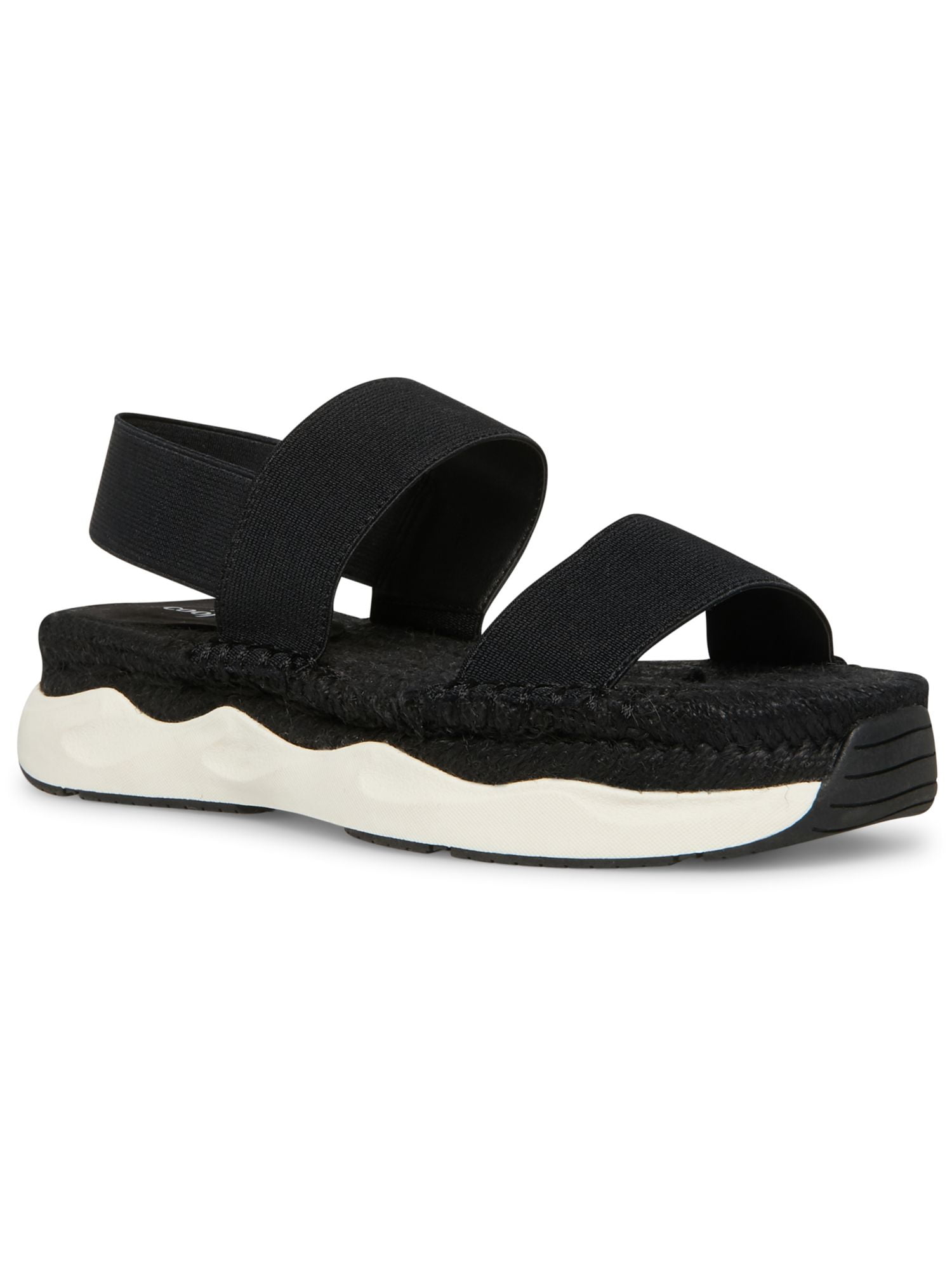COOL PLANET BY STEVE MADDEN Womens Black Stretch Stretch Comfort Sirrius Round Toe Platform Slip On Slingback Sandal 9 M