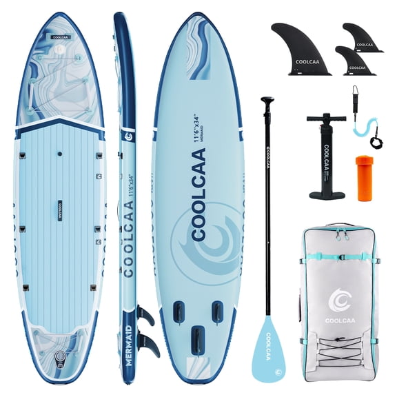 COOLCAA 11'6" Inflatable Stand Up Paddle Board, 34" Wide, 490 lb Capacity SUP