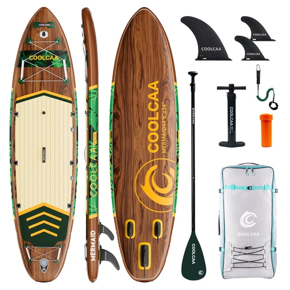 COOLCAA 11'6" Inflatable Stand Up Paddle Board, 34" Wide, 500 lb Capacity