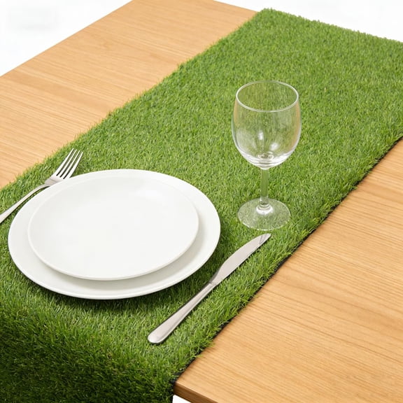 COOLGRASS Artificial Grass Table Runners Debris-Free Fake Grass Shed-Free ,Turf Table Runner for Wedding Party, Golf Themed Party,Birthday, Banquet, Baby Shower, Home Decor,14*108 Inches Y101