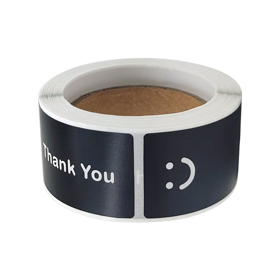 COOLHOOD 120Pcs Smiling Face Thank You Sticker Adhesive Wrapping Label Waterproof PVC Sticker for Wedding Birthday Packaging