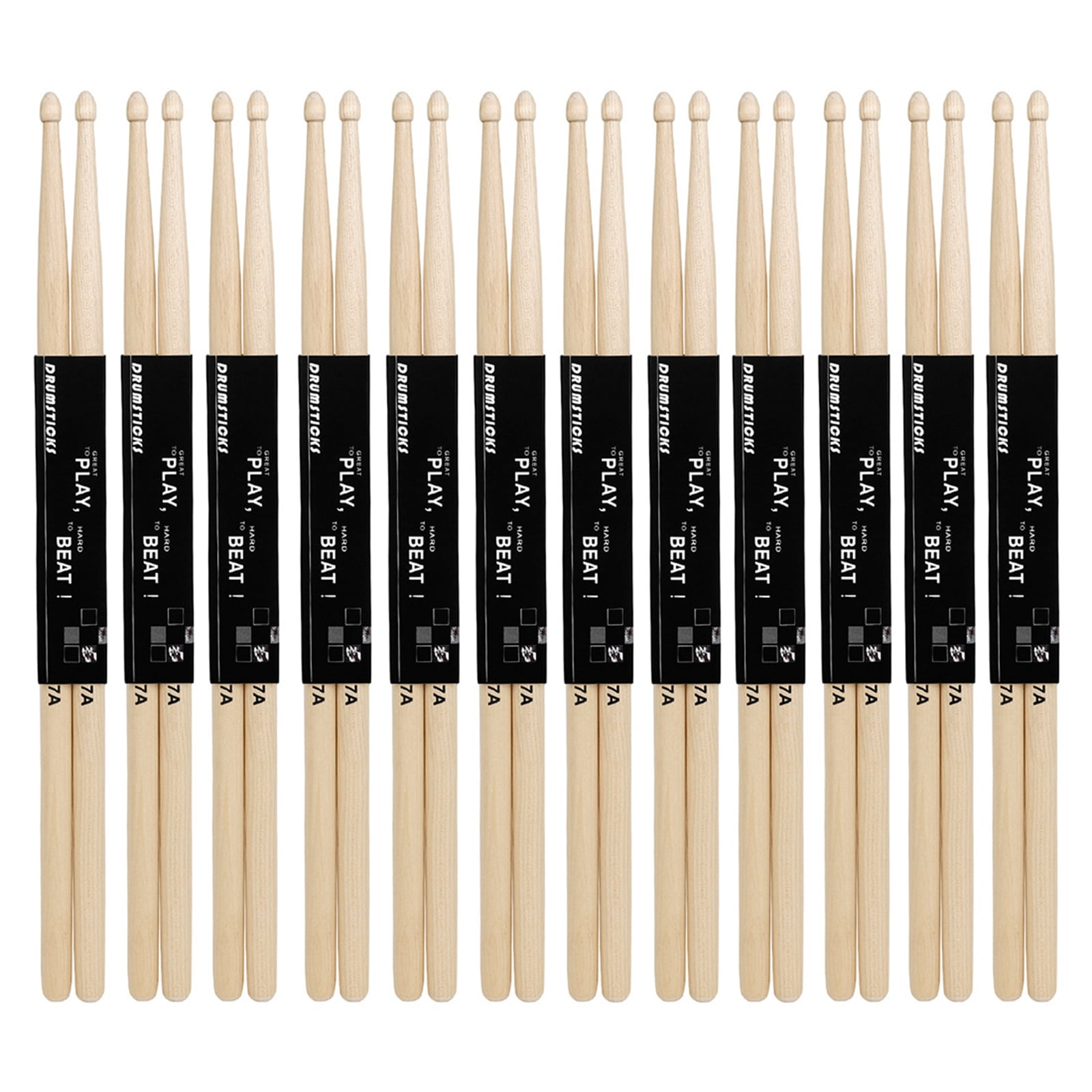 COOLHOOD 12Pairs 7A Drum Sticks,Maple Wood Tip Drumsticks for Kids Students,Rock-Band-Musical Instrument Percussion Accessories