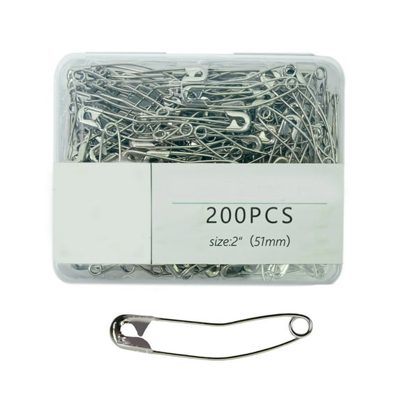 COOLHOOD 200Pcs Curved Pin 38MM or 51MM Securing Clothes Pin Metal Quilting Pin Curved Basting Pin for Sewing Project