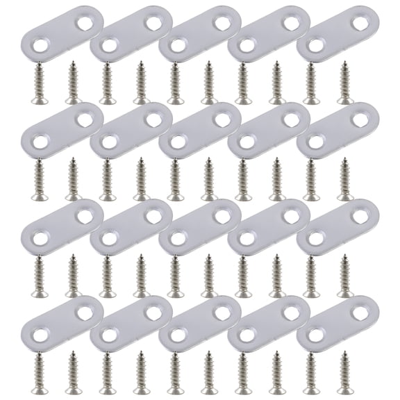 COOLHOOD 20pcs Flat Straight Brace Brackets Sturdy Stainless Steel Plates Home Accessory for Wood Furniture Daily Use